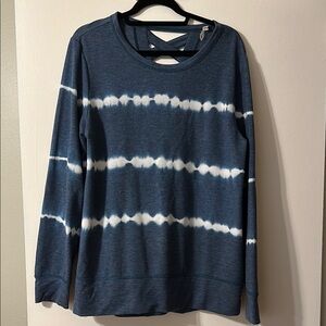 Ideology Tie-Dye Lattice Back Top in Blue